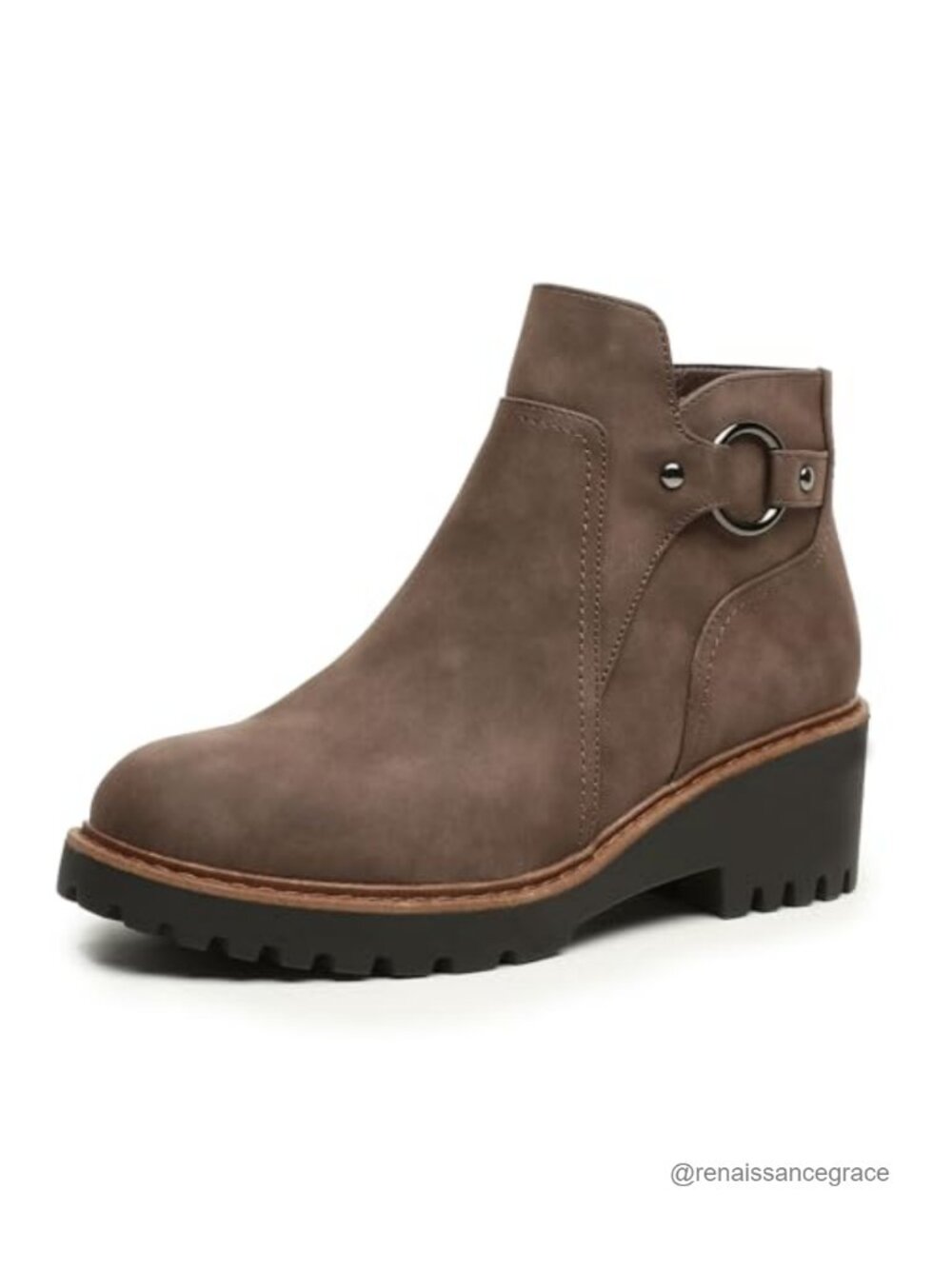 Women's Chunky Low Heel Ankle Boots Zip Short Booties